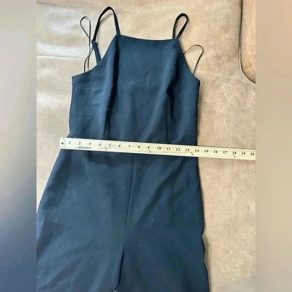 French Connection Womens Black Square-Neck Tapered Leg Crop Jumpsuit Size 4 - Picture 8 of 13